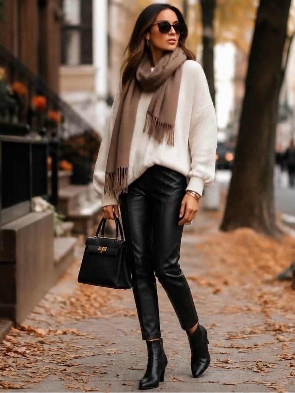 Dkny Black Faux Leather Cropped Pants Size 4